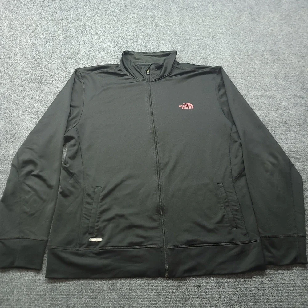 The North Face Mens VaporWick Full Zip Track Jacket Black Pink Logo Large